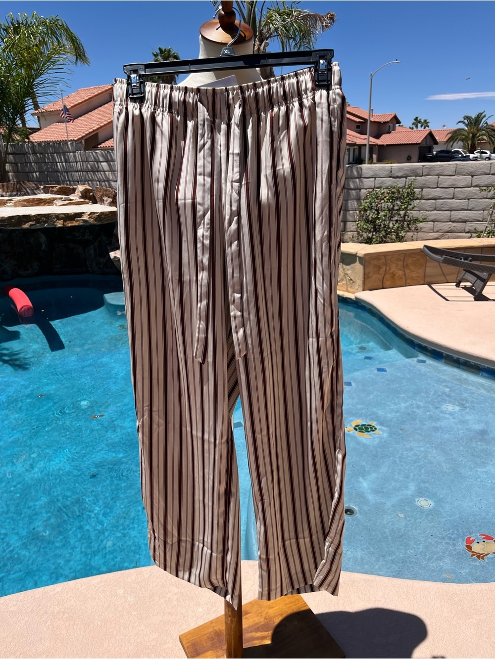 H&M Taupe, Brown & Cream Striped Wide-Leg Pants